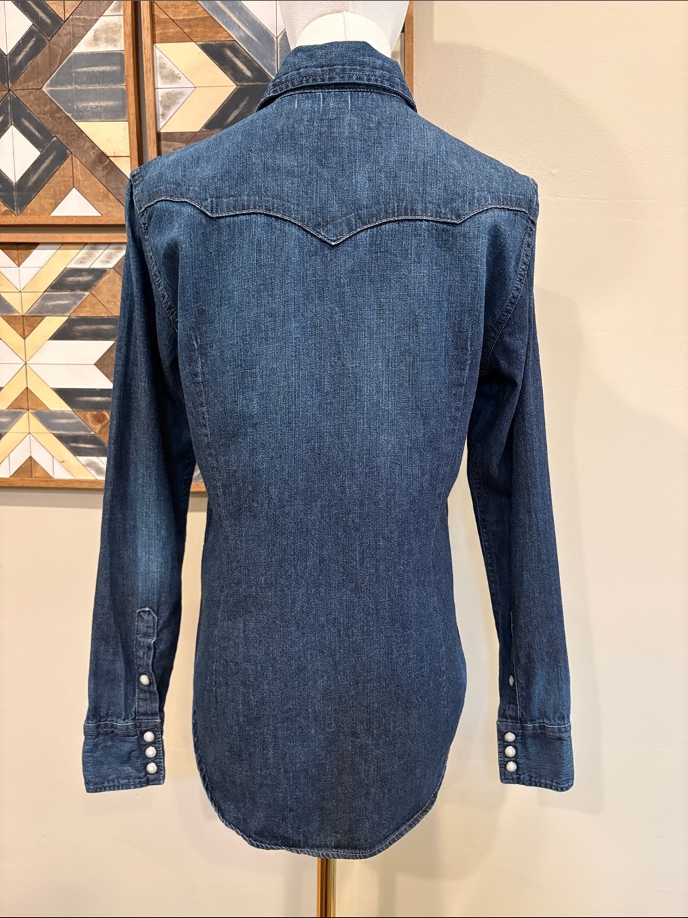 Vintage Ralph Lauren Sport Indigo Denim Pearl Snap Western Top size 4 - Picture 6 of 11